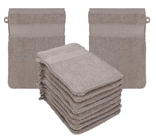 Betz Paquete de 10 Manoplas de baño Palermo 100% algodón tamaño 16x21 cm (Gris Piedra)