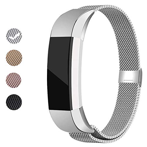 BeYself Compatible para Fitbit Alta HR Correa, Recambio Acero Metal Band para Fitbit Alta HR/Alta, Mujer Hombre Pequeño Grande