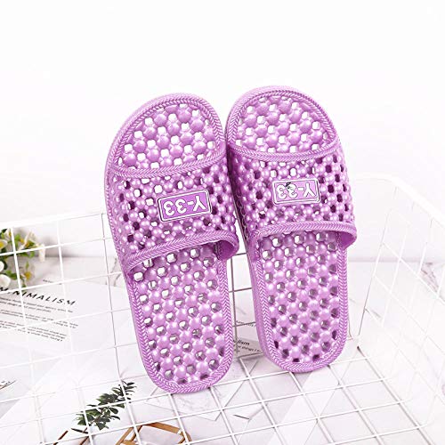 B/H Zapatillas de Ducha Verano Antideslizante,Sandalias y Zapatillas Huecas Antideslizantes de baño, Zapatillas Transpirables de Masaje Interior-Purple_36-37,Masaje Zapatilla Masculina