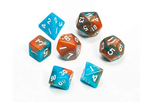 Blackfire Dice - Fairy Dice RPG Set - Bicolor Orange Blue (7 Dice)