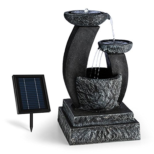 blumfeldt Fantaghiro Fuente Ornamental de jardín con Panel Solar (Efecto Piedra, poliresina, Juego de Agua 3 Niveles, diseño mágico, miniboma, iluminacion LED, para Interior o Exterior)