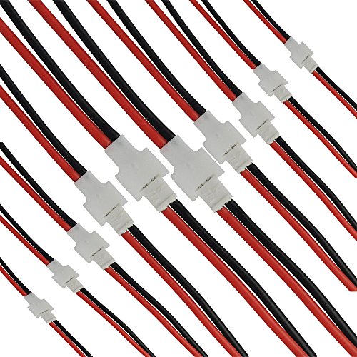 Boladge 10 pares 2.0 Cargador de Equilibrio de Batería 2 pines Cable de Silicona JST XH Conector Macho Hembra Adaptador de Cable para Batería RC Lipo (1S)