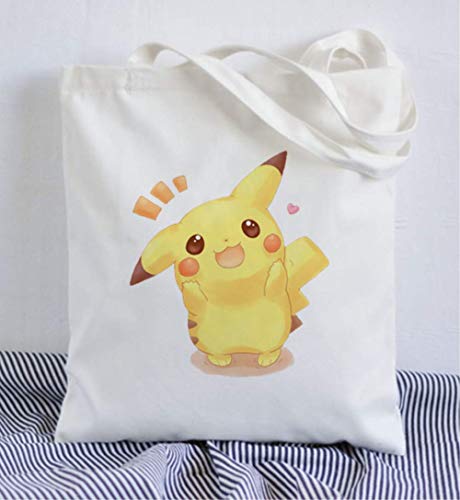Bolsa de almuerzo de Pokemon Bolso de lona de Pikachu, bolso de hombro, bolso de matrícula para estudiantes, compras, ideas de regalos para el día de las niñas de Pikachu