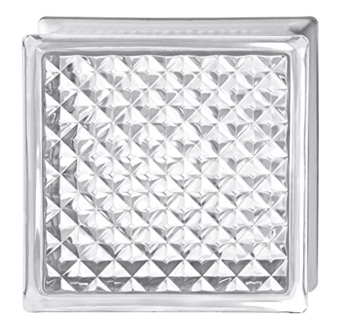 Bormioli Rocco - Cristal de ladrillo transparente decorado Pure Neutro de poliedro, 19 x 19 x 8-6 unidades
