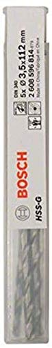 Bosch 2 608 596 814 - Pack de 5 brocas para metal HSS-G, DIN 340 (3,5 x 73 x 112 mm)