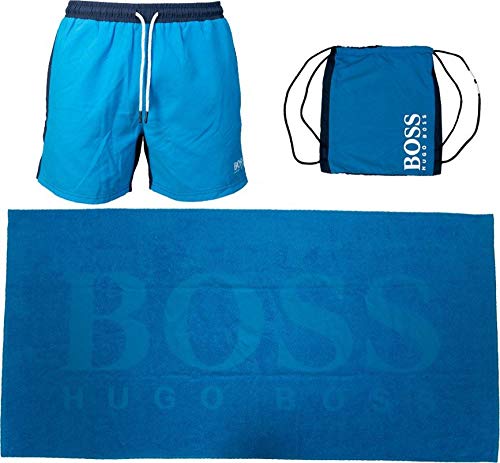 BOSS Beach Set Juego de Regalo con Toalla de baño, Bright Blue438, XL para Hombre