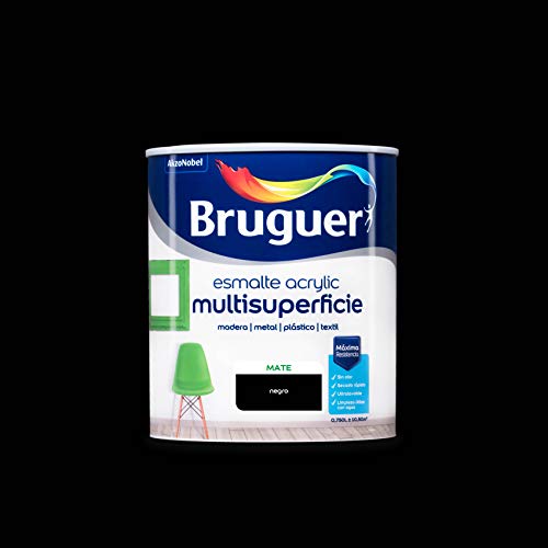 Bruguer Acrylic Multisuperficie Esmalte al agua - Pintura 750 mL, Mate Negro