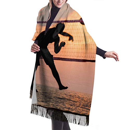 Bufanda de Invierno Para Mujer Chal Pashminas Jugador De Voleibol De Playa Grande Larga de 196 * 68CM Chal Invierno Cálida Suave Manta para Mujeres