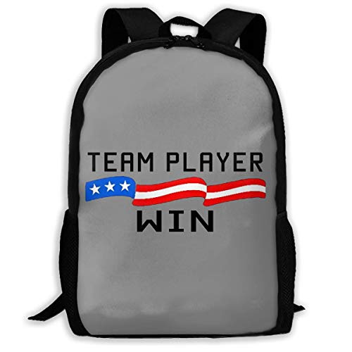 BUGKHD Ligero equipo jugador y ganar. Mochila escolar estampada, resistente al agua, mochila de viaje, mochila para portátil, mochila de día, 17 pulgadas