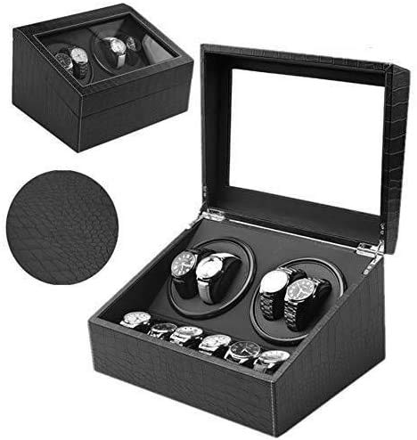 Cajas Giratorias para Relojes 4 + 6 Automático De Madera Unisex Watch Winder, Modo De Suministro De La Caja De Rotación Devanaderas Deluxe Silencioso Motor De Madera 2 Power-4 Modos De 30,5 × 23,5 × 1