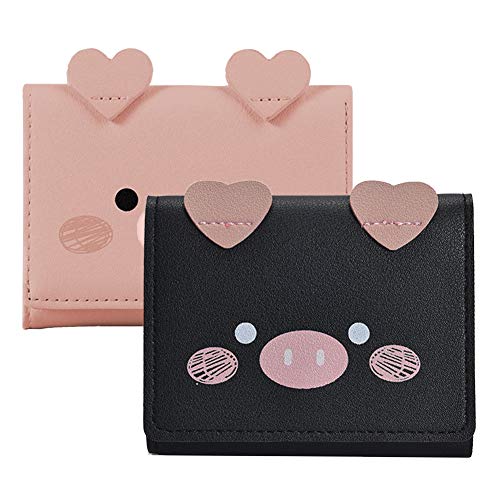 Cartera Mujer Pequeña, Billetera Corta de Las Señoras Titular de la Tarjeta Monedero Lindo Multi-Ranuras Bolse Cuero PU Delgado Linda Billetera de Cerdito, Billetera con múltiples Ranuras