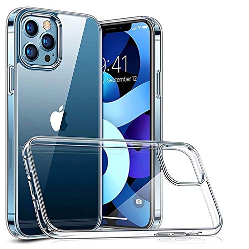 Case-Up Funda de silicona transparente + protector de pantalla de cristal blindado en juego compatible con iPhone 12/12Pro y 12 Pro Max – Cristal templado de dureza 9H.