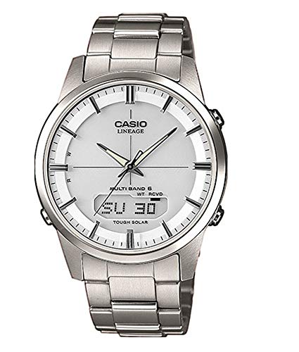 Casio WAVE CEPTOR Reloj Radiocontrolado y solar, Cristal de zafiro,Caja de titanio macizo, Blanco, para Hombre, con Correa de Titanio macizo, LCW-M170TD-7AER