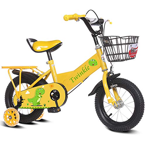 Colores empuje las bicis Pintura linda de la historieta de 12 pulgadas bicicleta con Los estabilizadores Edad 3-5Y Ids Niños Gilrs Bicicleta sin scooter de pedal con reposapiés ( Color : Amarillo )
