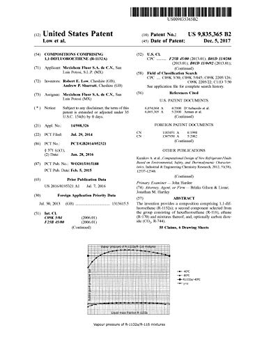 Compositions comprising 1,1-difluoroethene (R-1132A): United States Patent 9835365 (English Edition)