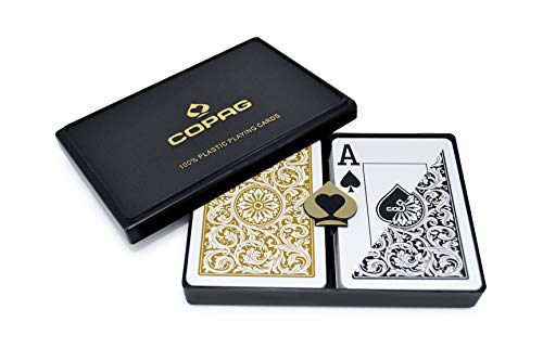 Copag Poker Tamaño Jumbo Índice 1546 Juego de Cartas (Oro Negro configuración)