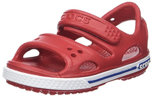 Crocs Crocband II Sandal Kids, Sandalias Unisex Niños, Rojo (Pepper/Blue Jean), 23/24 EU