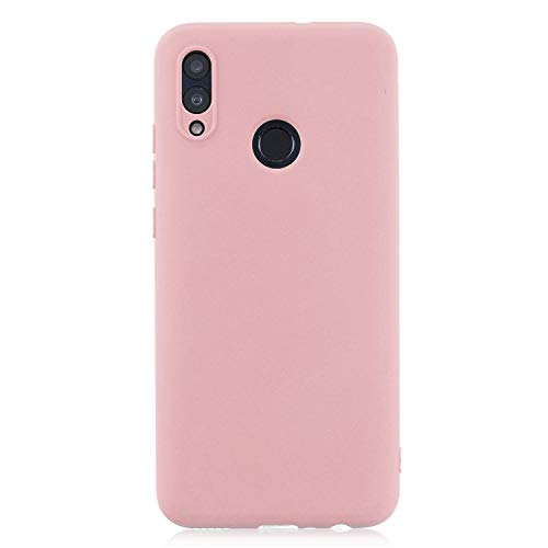 cuzz Funda para Huawei P Smart 2019+{Protector de Pantalla de Vidrio Templado} Carcasa Silicona Suave Gel Rasguño y Resistente Teléfono Móvil Cover-Rosa Claro