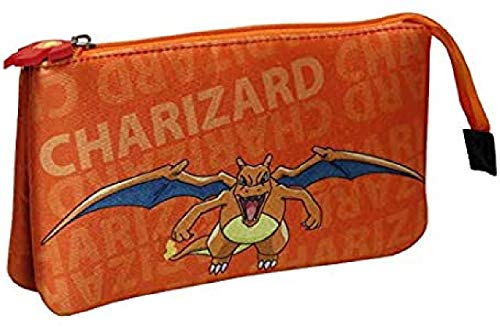 CYP BRANDS Portatodo Triple con 5 Compartimentos Pokémon, Charizard, Amarillo