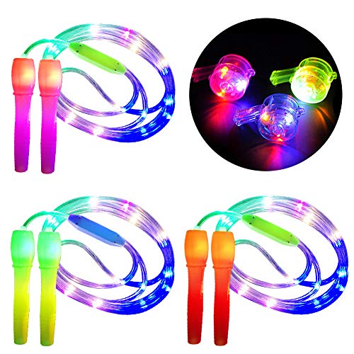 Danolt 3 Piezas para Saltar la Cuerda para niños, 2 en 1 Fitness Jump Rope Light Up Toys Glow in Dark Flashing Regalo para niños Adultos Fiesta, Mantenerse en Forma, Pérdida de Peso