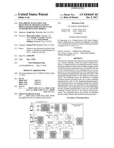 Data driven evaluation and rejection of trained Gaussian process-based wireless mean and standard deviation models: United States Patent 9838847 (English Edition)