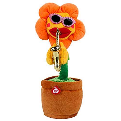 dingtian Juguete de Peluche Juguete Eléctrico Maceta De Felpa Suave Girasol Animado Baile Flor Muñeca Música Juguete