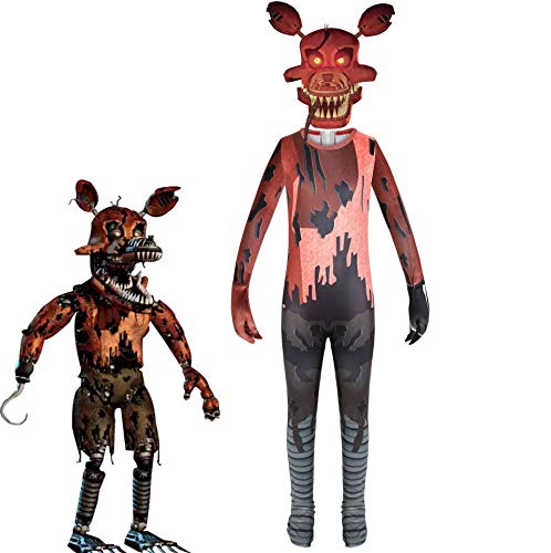 Disfraz de FNAF Five Nights at Freddy'S Disfraz Nightmare Foxy Jumpsuit Halloween Foxy Chica Bonnie Cosplay Jumpsuit Disfraz Body para niñas niños