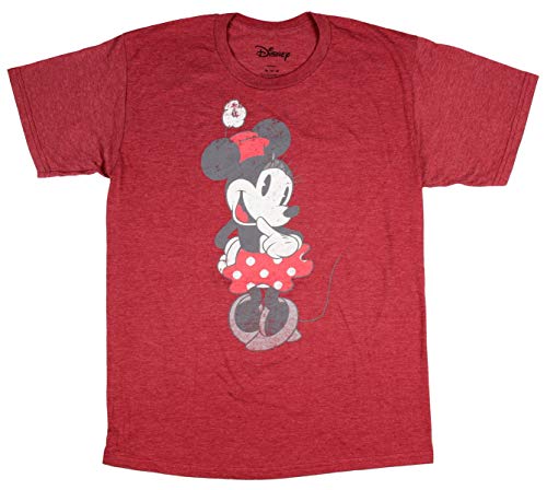 Disney Minnie Mouse Camisa Vintage Lindo gráfico del Hombre Adulto Camiseta Granate LG