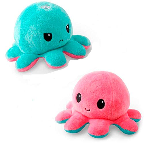 DISOK. - Peluche Pulpo Reversible 20 cm. Originales Peluches para ludotecas, colegios, cumpleaños, Fiestas Infantiles, nacimientos.