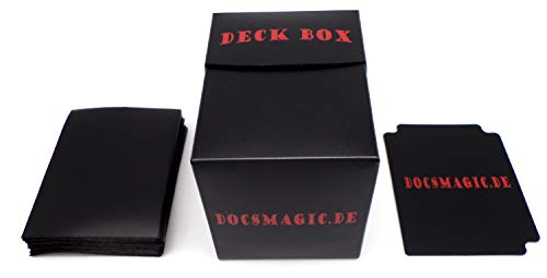 docsmagic.de Deck Box Big + 100 Double Mat Black Sleeves Standard - Caja & Fundas Negra - PKM - MTG