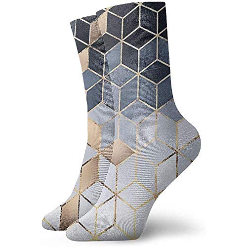 Dydan Tne Calcetines de Vestir para Hombres Cubos mágicos Grises Negros y Dorados Cubo de Invierno cálido Grueso Impreso Casual Acogedor