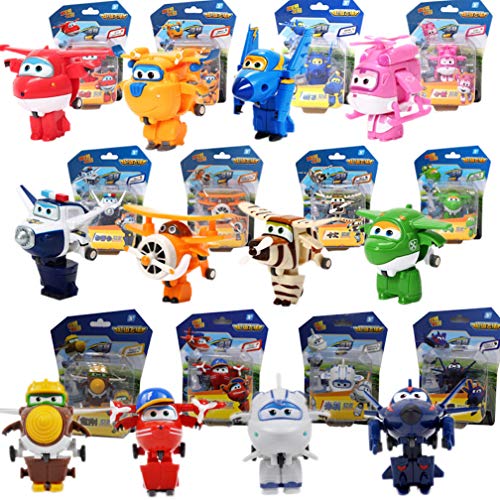 EASTVAPS 12 Estilos Super Wings Figura de acción Juguete Mini avión Robot Superwings Transformación Anime Cartoon Toy