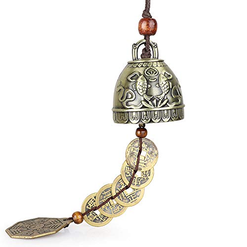 Enertai Fengshui - Colgante de Moneda de Cobre de Cinco emperadores, Riqueza próspera, Paz bendida, Campana de Viento de Cobre Puro para Colgar, Dos Peces