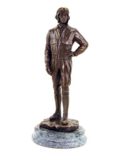 Escultura de piloto de la Primera Guerra Mundial, figura de bronce firmada – Altura: 31 cm – Ancho: 13 cm – 100% bronce – Soldado – Vintage – Compre arte online