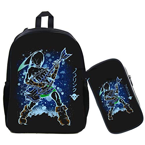 Estuche de 2 unidades/set The Legend of Zelda Fluorescencia Mochila para adolescentes niños niñas bolsas escolares Cool Link Majora's Mask Mochila de viaje