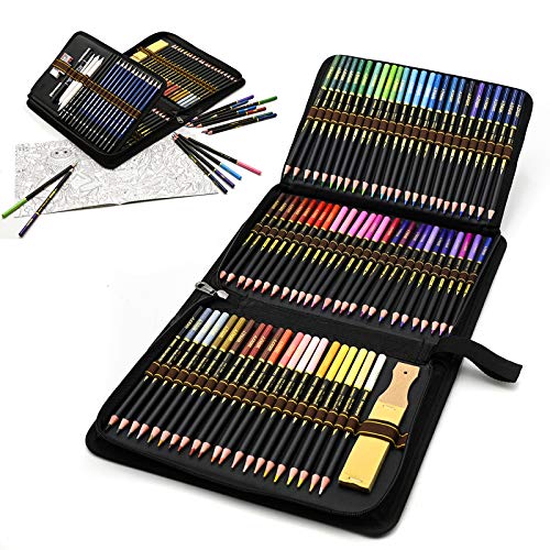 Estuche de lápices de colores para dibujo profesional, Set de 96 piezas Set de Dibujo Artista Kit para libros de colorear o útiles escolares para Artistas, Estudiantes, Niños y Adultos