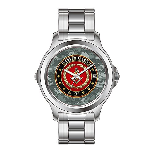 FDC – Navidad Regalo Relojes Hombres Relojes de Pulsera de Reloj de Pulsera de Acero Inoxidable Fecha de Cuarzo japonés Master Mason, Tercer Grado [edición Especial]