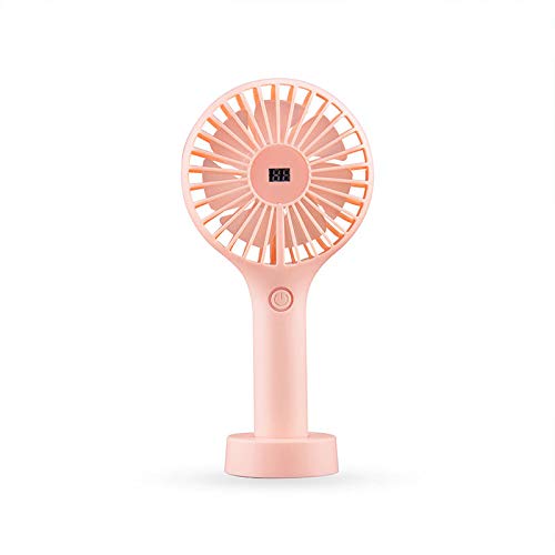 feilai Travel Supplies - Ventilador de mano recargable de 2000 mAh para oficina, hogar, al aire libre, USB, ventilador de refrigeración ajustable de 3 velocidades (color: rosa)