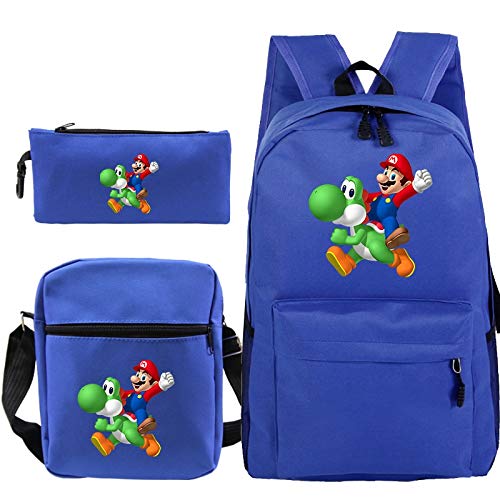 FENGHE Bolso de Mario Mochilas Escolares Super Mario Bros Mochilas de impresión Mochila para niños Mochila Informal Bolsos de Hombro para niños Bolsa Diaria 3 Unids/Set