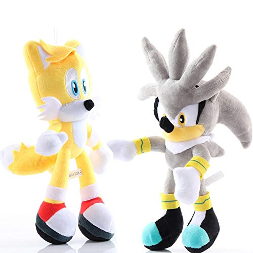 FENGHU Peluche Sonic 2pcs Sonic Peluche de Juguete Amy Rose Sonic-Shadow-Silver The Hedgehog Tails Knuckles The Echidna Soft Stuffed Animals Doll Regalos para niños