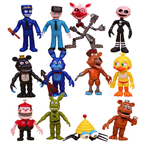 Five Nights at Freddy'S 12 Piezas Figuras de Acción Nightmare Freddy Lefty Bonnie Foxy Springtrap Chica Mangle FNAF Figuras de Fantásticas de Juguete para Niños Collectible Regalo 12PCS-10CM