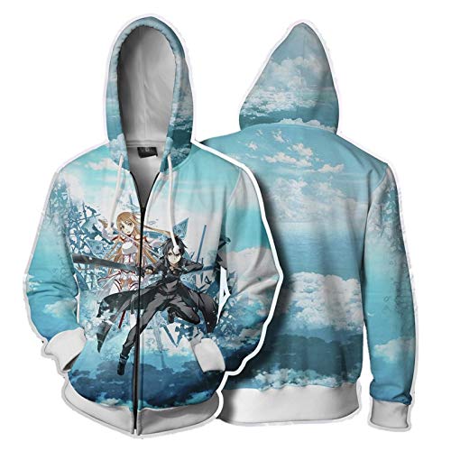 FJLOVE Sudadera Unisex Anime Sword Art Online Zip Hoodie Zip Hoodie Sudadera para Hombre y Mujer