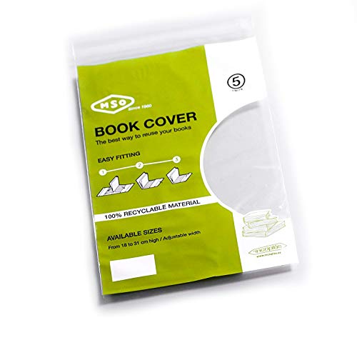 Forros para libro MSO, Medida 30 cm altura, ancho ajustable, Material LDPE Pack de 5 unidades.