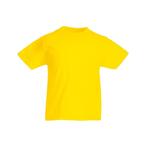 Fruit of the Loom - Camiseta de Manga Corta Original niños (7-8 Años/Amarillo)