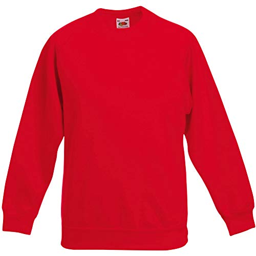 Fruit of the Loom - Sudadera básica diseño Mangas Raglan Unisex niños niñas (5-6 años/Rojo)