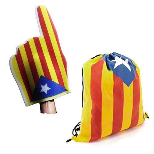 FUN FAN LINE® – Set Especial! Catalunya Independent/Cataluña Independiente (Bolsa Mochila y Mano Gigante de Espuma Estelada)