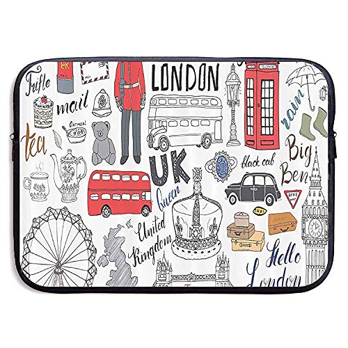 Funda para computadora portátil de 15 Pulgadas con Cabina para teléfono I Like The Double Decker Bus en Londres Se Adapta a computadora portátil, Tableta