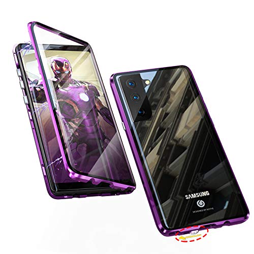 Funda para Samsung Galaxy S21 Plus 5G Magnética Carcasa[Con Cerradura de Seguridad],360 Grados Transparente Case Protector[Vidrio Templado Case][Marco Metal]Ultra-Delgado Anti-choques Estuche,Púrpura