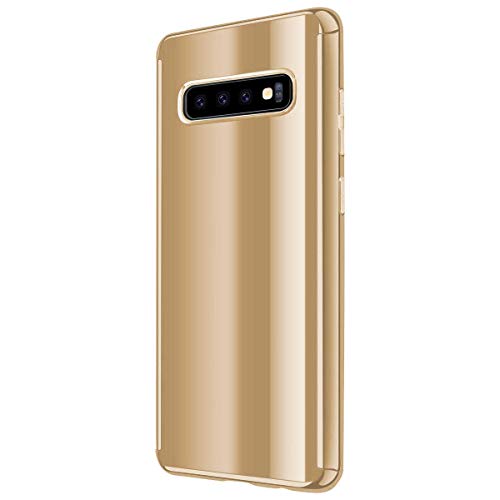 Funda Samsung Galaxy S10 Carcasa Enchapado Espejo PC S10e Case 360 Degree Protección Cover 2-en-1 Ultra-Delgado Caso Anti-arañazos Absorción Bumper Caja para Galaxy S10+ (S10+, Dorado)