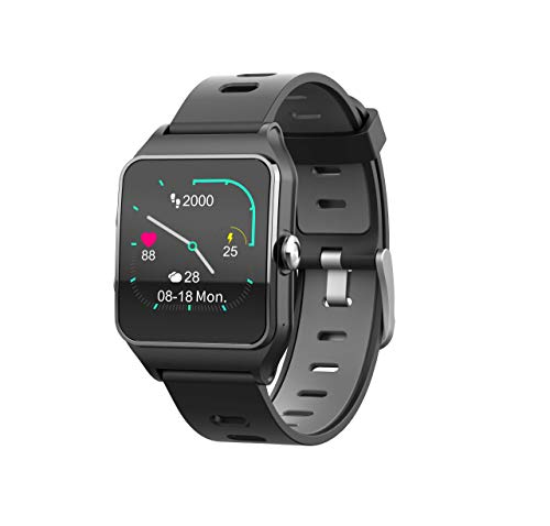 Funker T9 Track Master Negro Smartwatch para Hombre o Mujer Impermeable IP68 Pantalla Táctil Pulsera de Actividad Bluetooth con GPS y Monitor de Ritmo Cardíaco para iOS Android